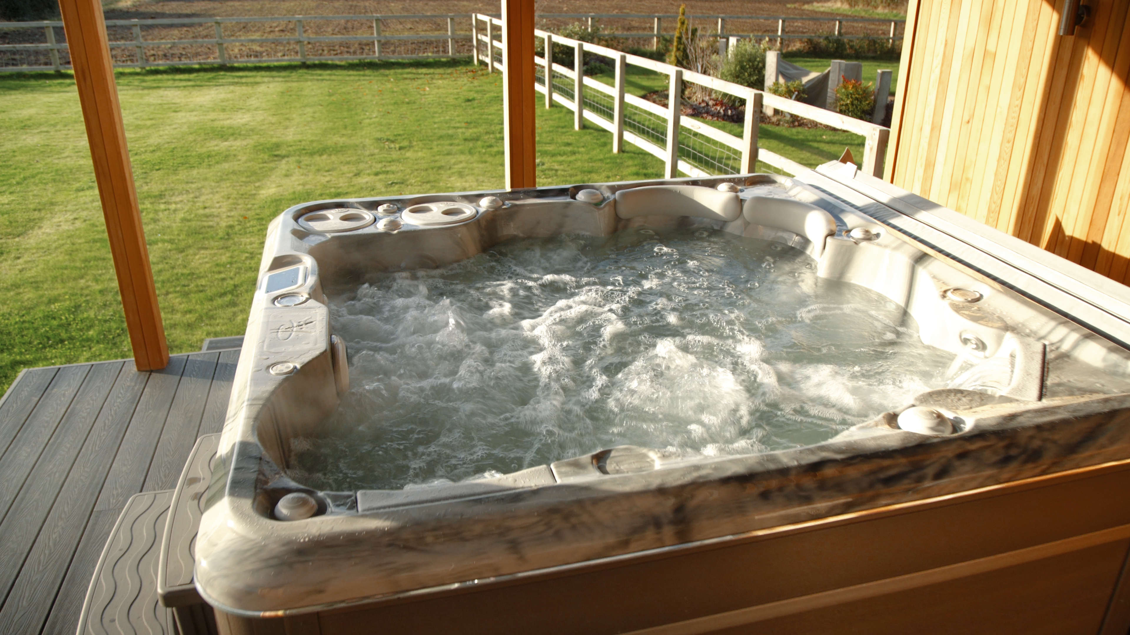 Hot tub under veranda