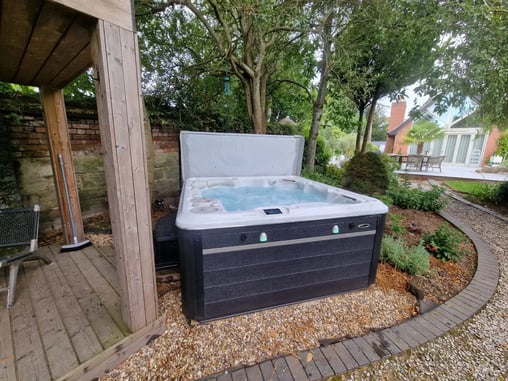 Self-Cleaning-Hydropool-hot-tub-install-garden-project