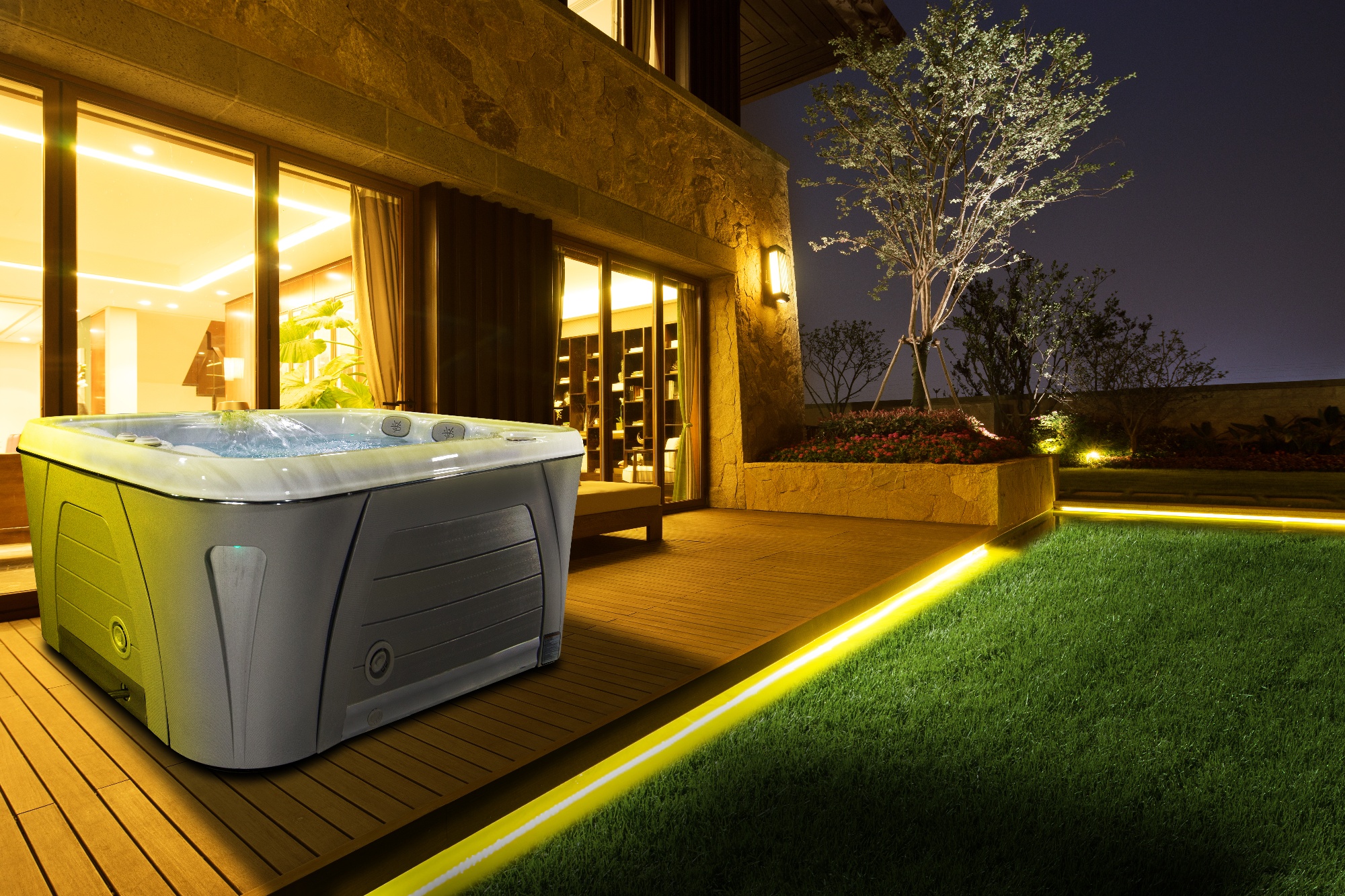 HP20-2020-Serenity-4300-Hot-Tub-Installation--Night--Image4-1