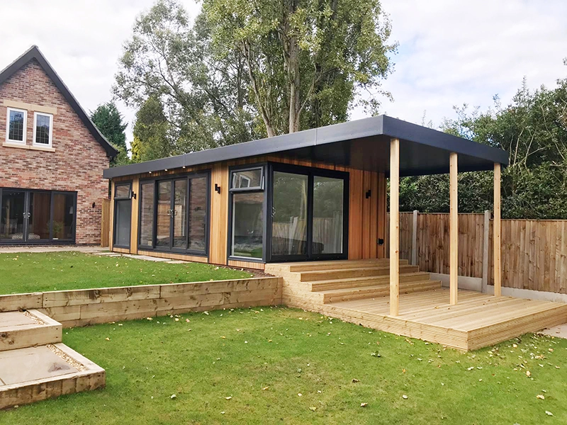 Cabin Master Cedar Swim Spa and Pool Garden Room with Veranda in Outdoor Space 